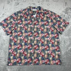 Carribean‎ XL Hawaiian Button Up Shirt. Pineapples Floral Cotton EUC
